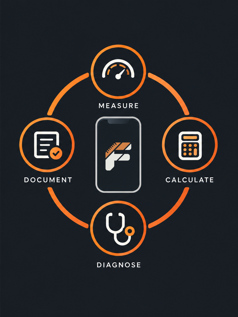 Fieldeng in the center of a loop: measure, calculate, diagnose, document.