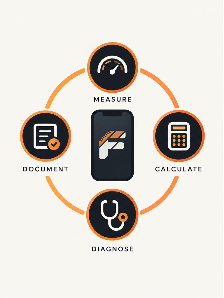 Fieldeng in the center of a loop: measure, calculate, diagnose, document.